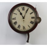 A chain fusee wall clock, the 29cm painted dial with Roman numerals and spun metal bezel and