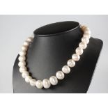 A string of cultured pearls with a 9ct white gold clasp, 40cm