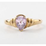 A 9ct yellow gold amethyst ring size N, 3 grams
