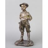J Cardona, a bronze figure of a standing boy and seated figure, marked CA37, 30cm h x 14cm w x 9cm