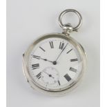 A Continental silver keywind pocket watch with seconds at 6 o'clock, the movement inscribed S H
