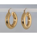 A pair of 9ct yellow gold hoop earrings, 5.4 grams