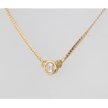 A 9ct yellow gold necklace set with a paste drop 40cm