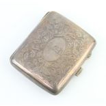 A silver engraved cigarette case Birmingham 1918, 88 grams