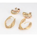 Two pair of 9ct yellow gold hoop earrings, 4.7 grams