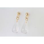 A pair of 9ct yellow gold crystal earrings 25mm