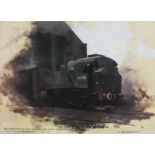 David Shepherd, print, signed in pencil, limited edition no. 579/900 "Guildford Steam Shed No.3"