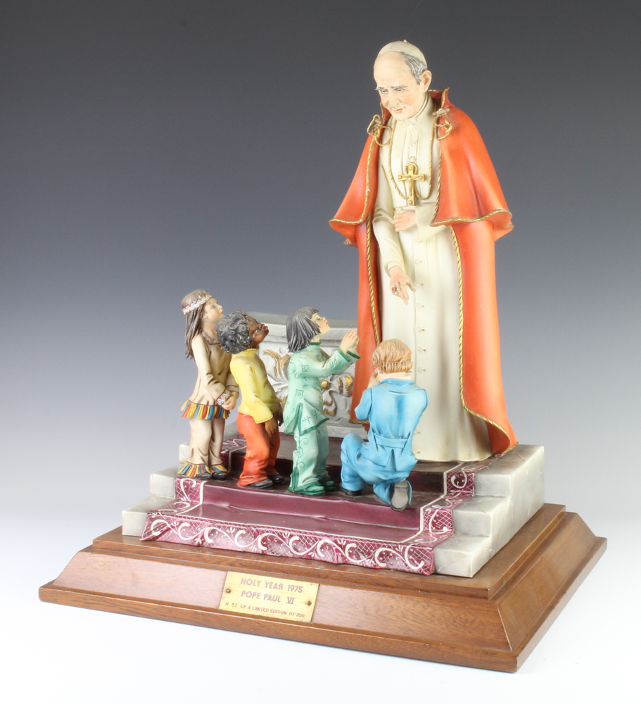 A limited edition Capodimonte figure group - Papal Blessing Pope Paul VI Commemorating Holy Year