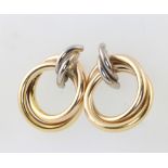 A pair of 9ct yellow and white gold hoop earrings, 5.1 grams