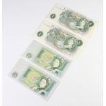A consecutive run of one pound bank notes CR17284081 to CR17284098 and a quantity of one pound