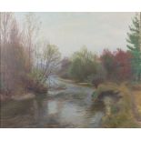 Roger Fiaux, oil, on canvas, signed, riverscape, 45cm by 54cm