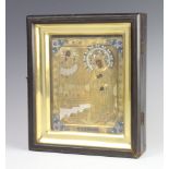 A 19th Century silver, silver gilt and enamelled icon with a figure of Mary and Christ with