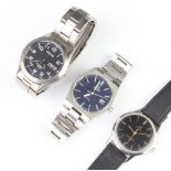 A gentleman's steel cased Omega automatic calendar wristwatch and 2 other watches