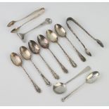 A set of silver teaspoons and sugar tongs, Sheffield 1901 and minor cutlery 164 grams