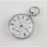 A Victorian silver keywind pocket watch, the dial inscribed William Brown Perth, Chester 1877This