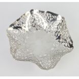 A hexagonal pierced silver bon bon dish, 93 grams