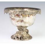 A Victorian silver plated centre piece in the form of a bowl with icicles, the base with polar