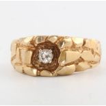 A 14ct yellow gold diamond set ring, size T, 6.5 grams