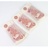 Two runs of consecutive 10 shilling notes D01N752212 to D01N752300 (DO1N752221 missing), another