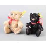 A black Steiff bear with articulated limbs 13cm, together with a brown ditto 15cm