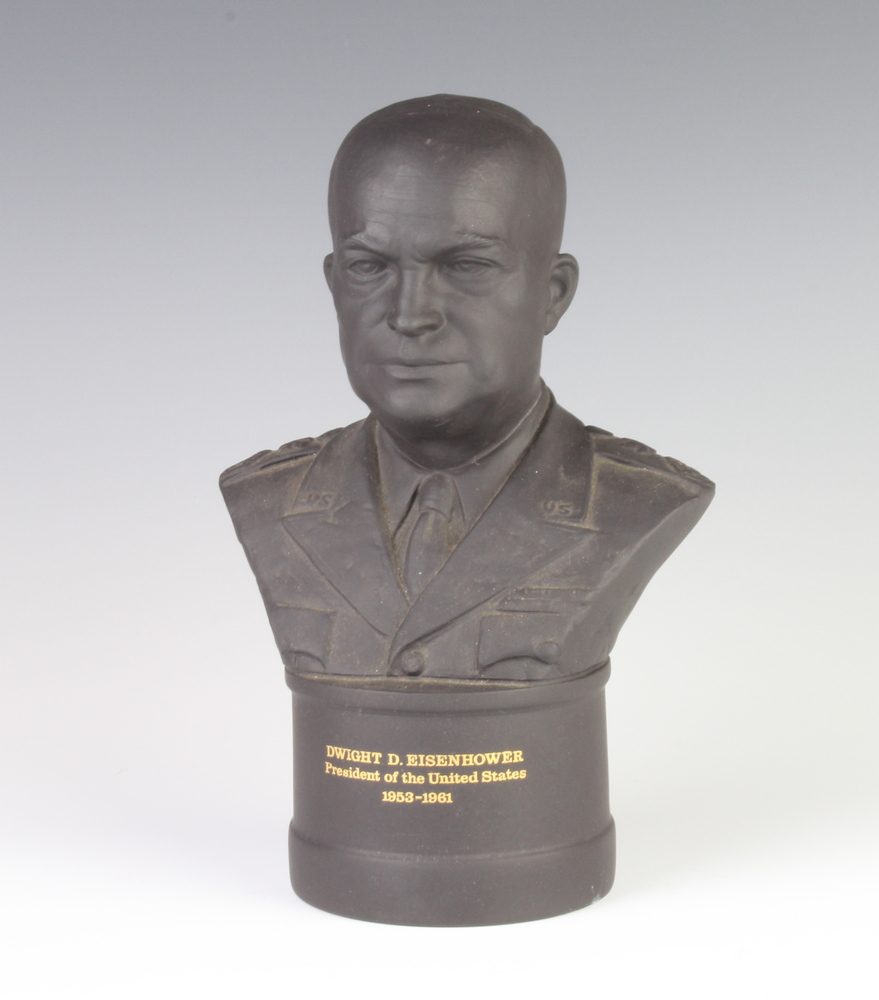 A Wedgwood black basalt limited edition figure - The Eisenhower bust no.1861 of 5000, boxed, 21cm