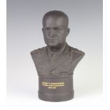 A Wedgwood black basalt limited edition figure - The Eisenhower bust no.1861 of 5000, boxed, 21cm