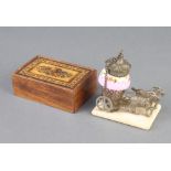 A 19th Century rectangular Tunbridge Ware box the lid with floral and geometric decoration 3cm x 9cm