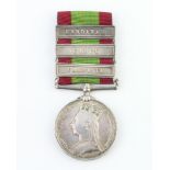 An Afghanistan medal to 1287 Pte.C.Spong.9th Lancers with Charasia, Kabul and Kandahar bars