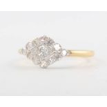 An 18ct yellow gold Edwardian style diamond ring, size N