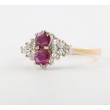 A 9ct yellow gold ruby and diamond ring size L, 1.8 grams