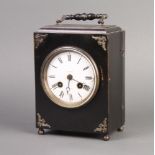Of Horsham interest, a Continental 8 day striking mantel clock with enamelled dial and Roman