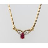 A 9ct yellow gold gem set necklace, 6.2 grams