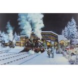 Alan King, limited edition print signed in pencil, no.12/850, "Winter Steam" 35cm x 48cm