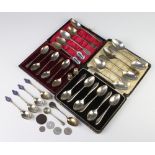 A set of 6 silver coffee spoons Birmingham 1947 and minor cutlery etc, weighable silver 220 grams