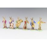 A set of 6 German porcelain figures of rabbit musicians 11cm