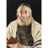 Ulrich Eichinger, oil on board signed, portrait of a Rabbi 25cm x 18cm