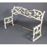 An 19th Century cast iron serpent and twig pattern white painted wrought iron garden bench 182cm h x