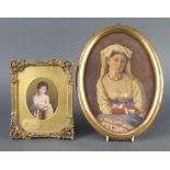 Edwardian watercolour, portrait of a young girl, oval, 10cm x 8cm and a Gerry Mitchell 1880,
