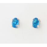 A pair of silver and apatite studs