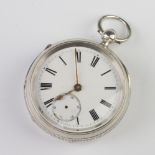 A Victorian silver keywind pocket watch with seconds at 6 o'clock, Chester 1892 This is watch is not