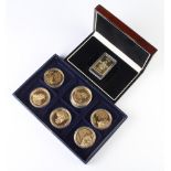 Seven gold plated Winston Churchill commemorative crowns
