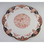 A Royal Crown Derby scalloped tray decorated with flowers 43cm