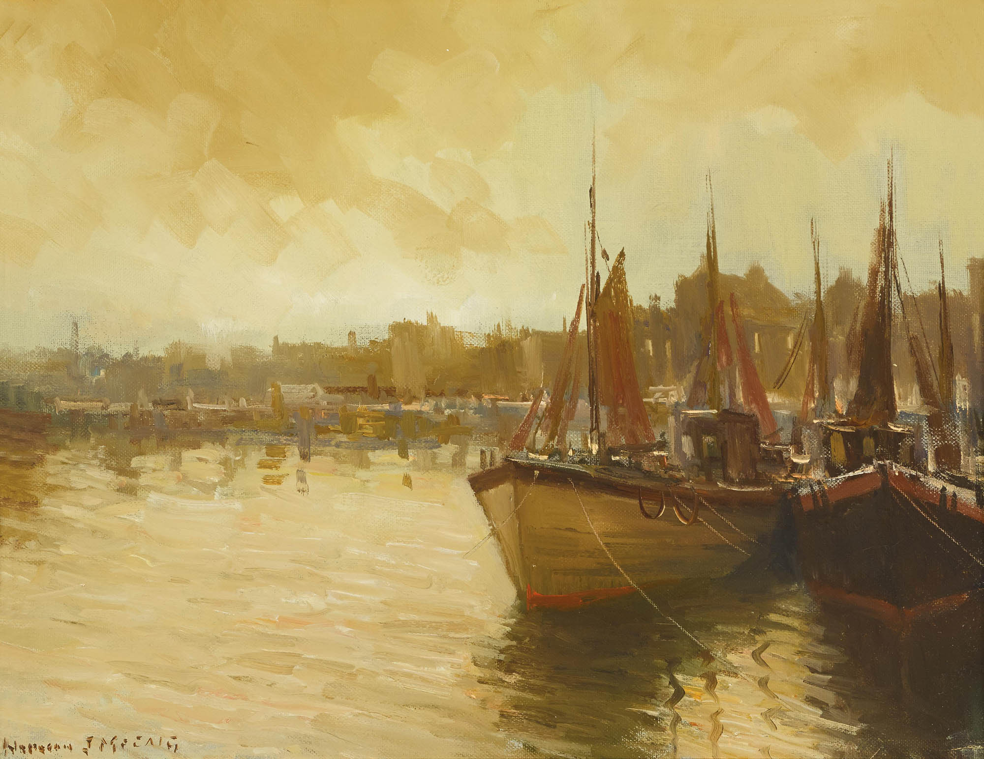 TRAWLERS, BANGOR HARBOUR by Norman J McCraig