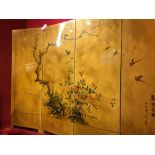 A LACQUERED FOUR FOLD SCREEN