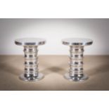 A PAIR OF CHROME SILVERADO CIRCULAR TABLES