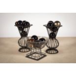 PAIR OF WIRE BALUSTER SHAPED CONTAINERS