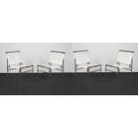 A SET OF 8 ROQUEBRUNE CHAIRS by Eileen Gray for ARAM, with chromium plated tubular frames and