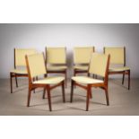 A SET OF SIX ROSEWOOD SQUARE BACKED DINING CHAIRS