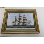 A 20TH CENTURY PAIR OF BING & GRONDAHL PORCELAIN WALL PLAQUES OF SAILING SHIPS, after J, Peterson (