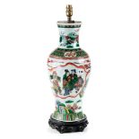 A LATE 19TH CENTURY CHINESE FAMILLE-VERTE PORCELAIN VASE decorated with figures, a warrior and